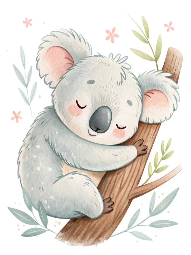 baby koala bear sitting on a branch quilt block