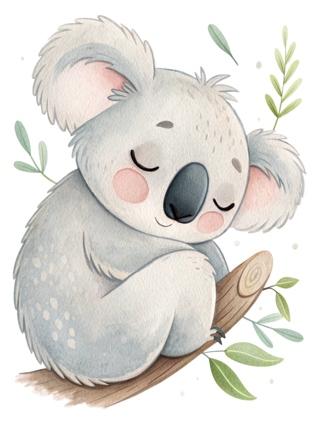 koala bear sitting on a branch fabric panel