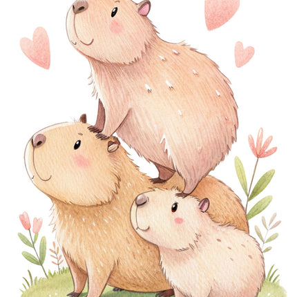 capybaras stacked on each other with flowers quilt block