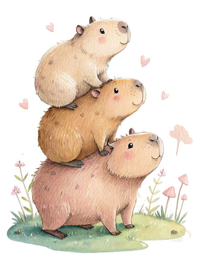 capybaras stacked on each other with flowers quilt block