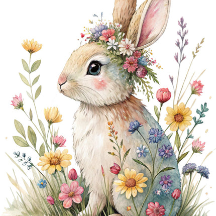 boho floral rabbit fabric panel