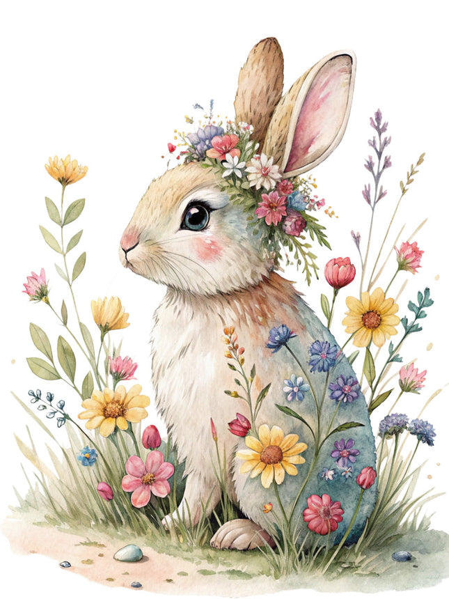 boho floral rabbit fabric panel