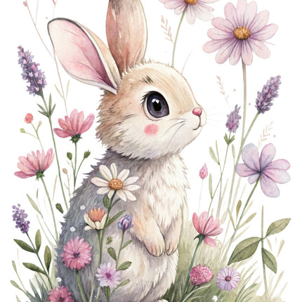 boho floral rabbit fabric panel