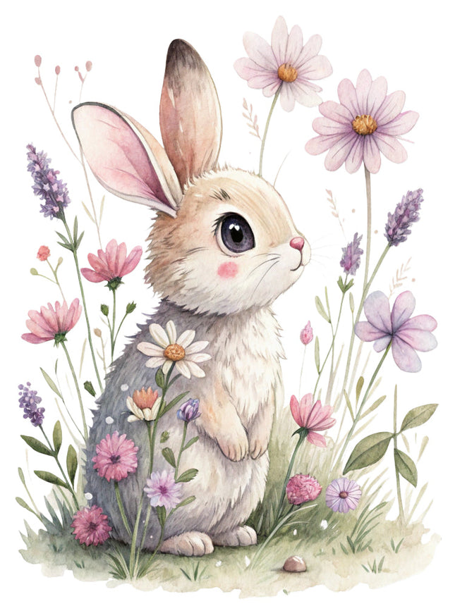 boho floral rabbit fabric panel