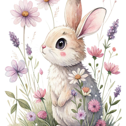 boho floral rabbit fabric panel