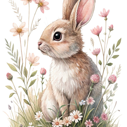 boho floral rabbit fabric panel