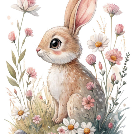 boho floral rabbit fabric panel