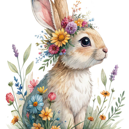 boho floral rabbit fabric panel