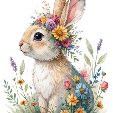 boho floral rabbit fabric panel