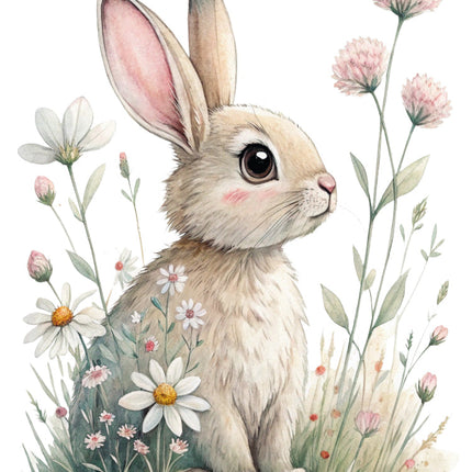 boho floral rabbit fabric panel