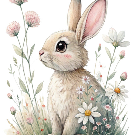 boho floral rabbit fabric panel