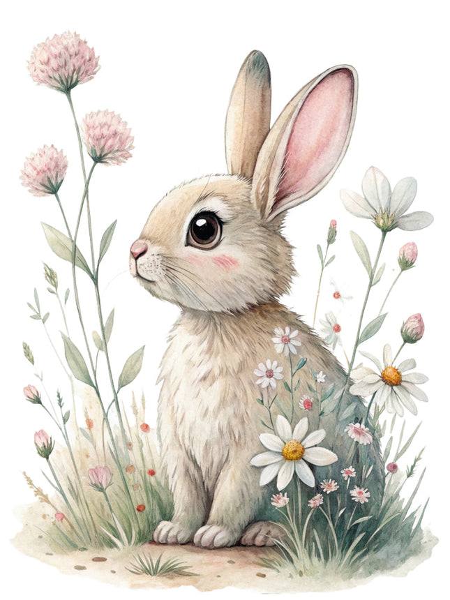 boho floral rabbit fabric panel