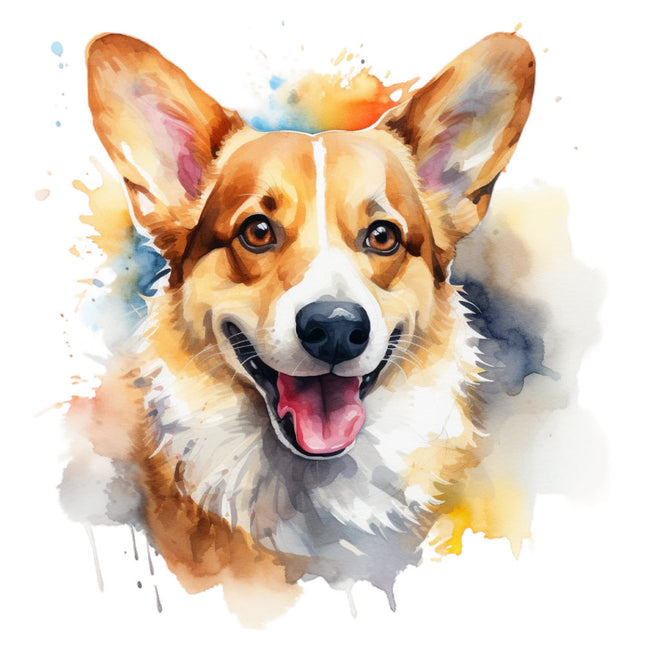 corgi dog cotton fabric panel