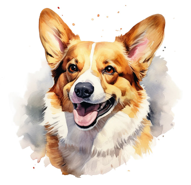 corgi dog cotton fabric panel