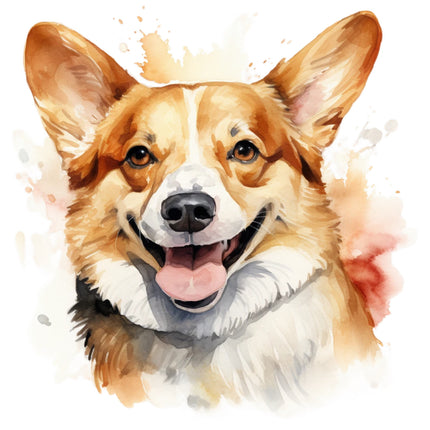 corgi dog cotton fabric panel