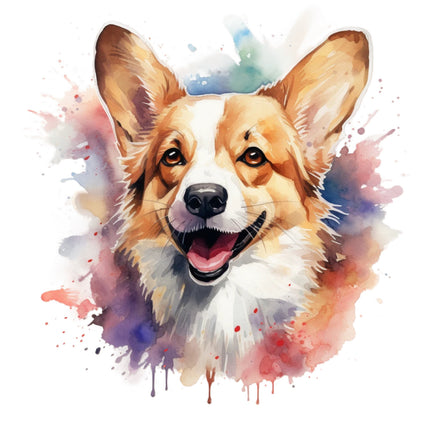 corgi dog cotton fabric panel