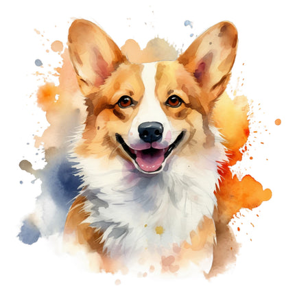 corgi dog cotton fabric panel