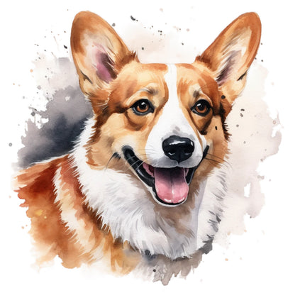 corgi dog cotton fabric panel