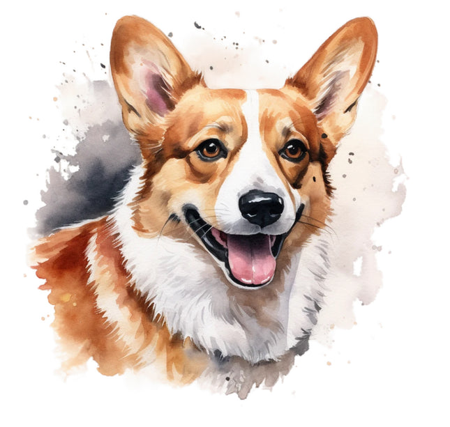 corgi dog cotton fabric panel