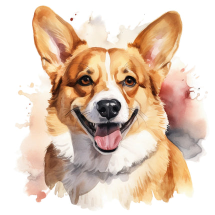 corgi dog cotton fabric panel