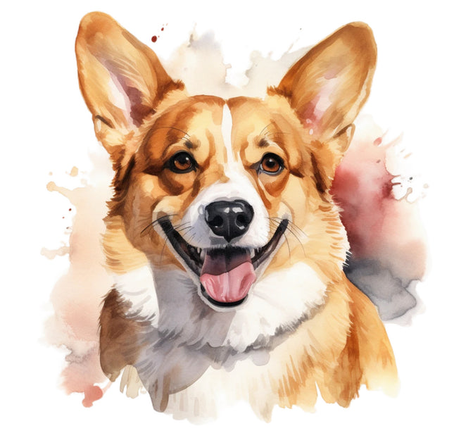 corgi dog cotton fabric panel