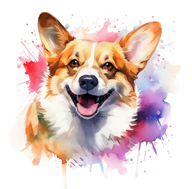 corgi dog cotton fabric panel