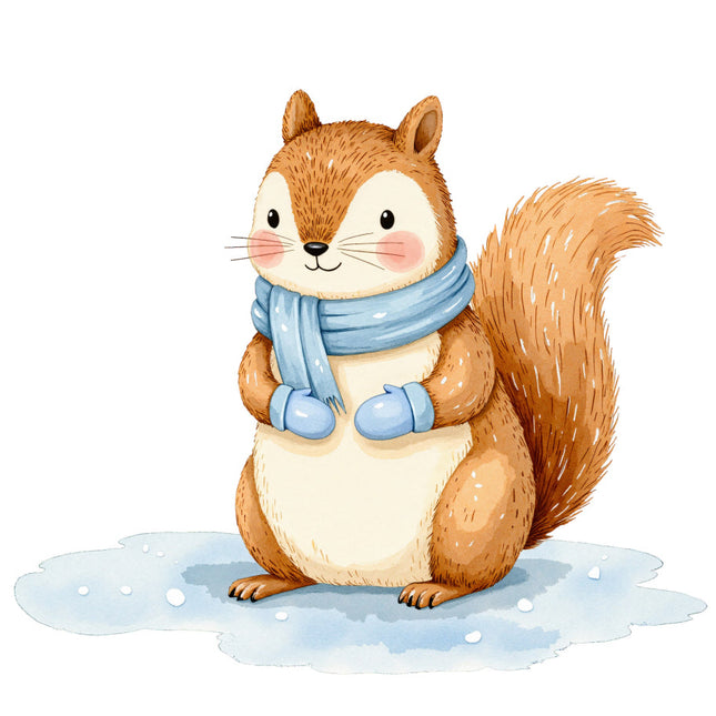 squirrel wearing scarf fabric panel