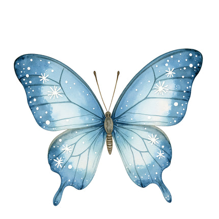 Blue butterfly fabric panel