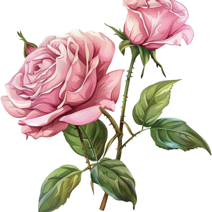 Two pink roses fabric panel