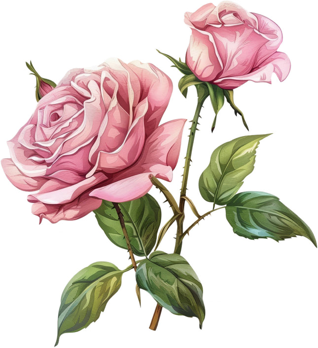 Two pink roses fabric panel