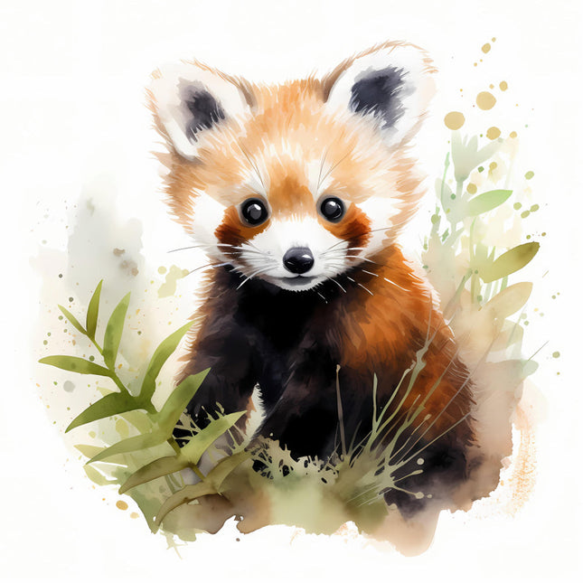 Red panda cotton fabric panel