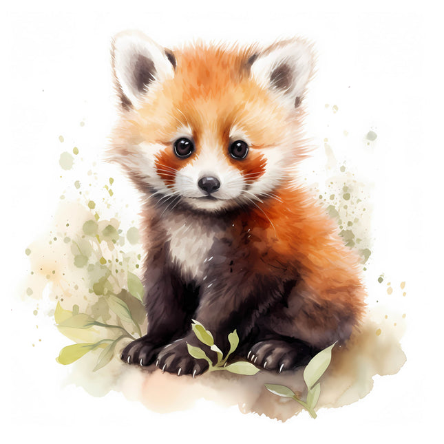 Red panda cotton fabric panel