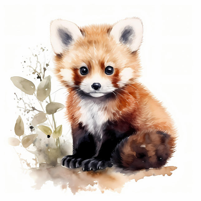 Red panda cotton fabric panel