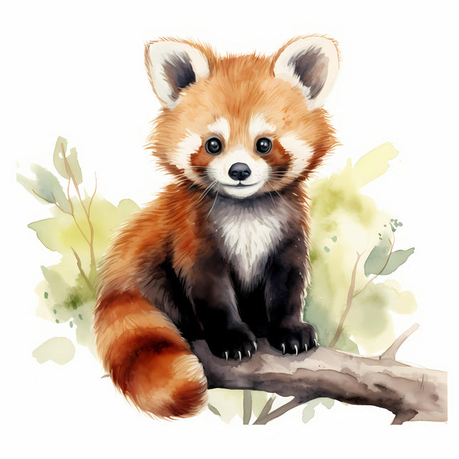 Red panda cotton fabric panel
