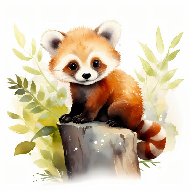Red panda cotton fabric panel
