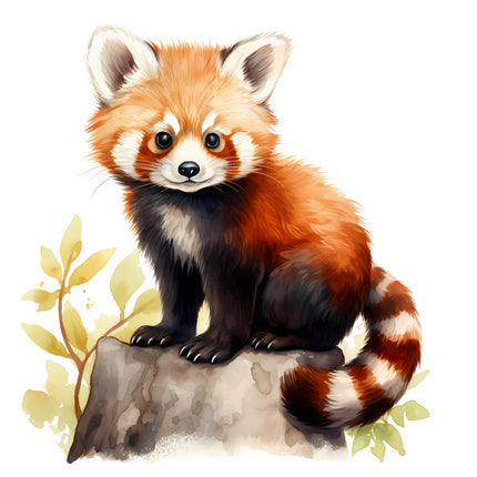 Red panda cotton fabric panel