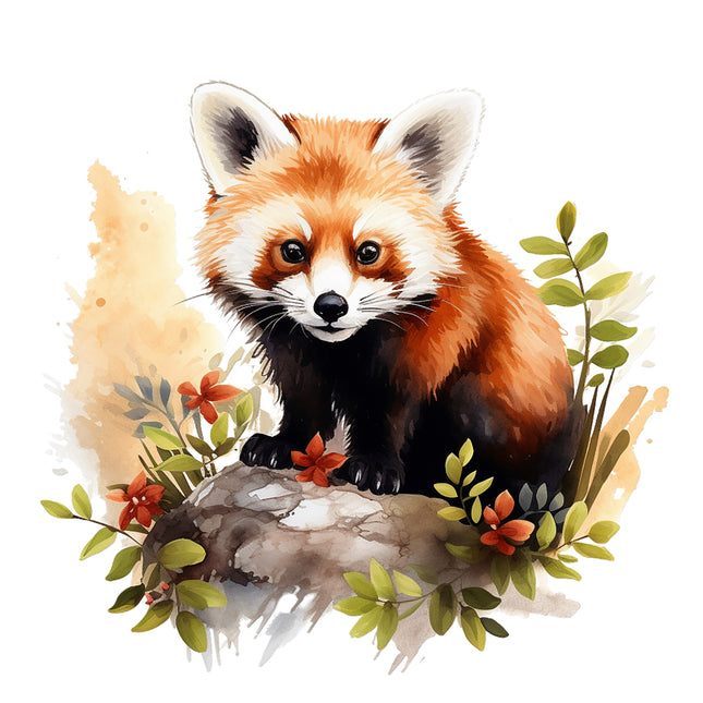 Red panda cotton fabric panel