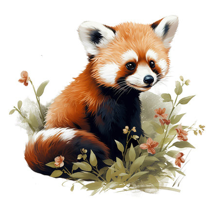 Red panda cotton fabric panel