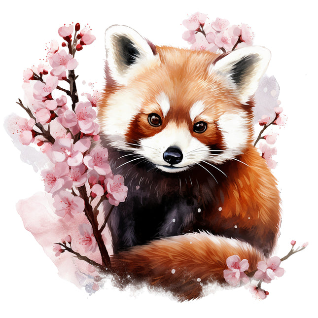 Red panda cotton fabric panel