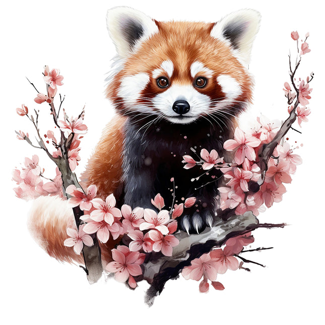 Red panda cotton fabric panel