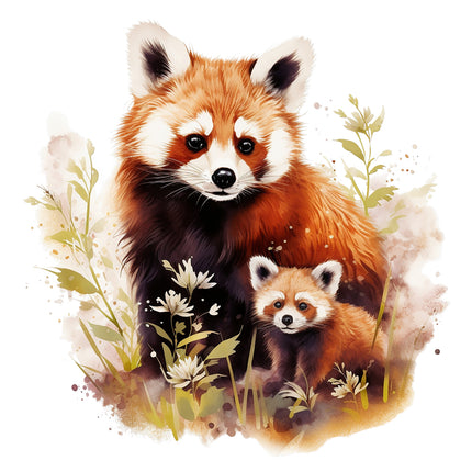 Red panda cotton fabric panel
