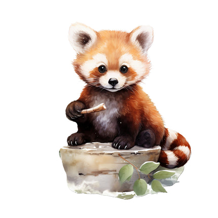 Red panda cotton fabric panel