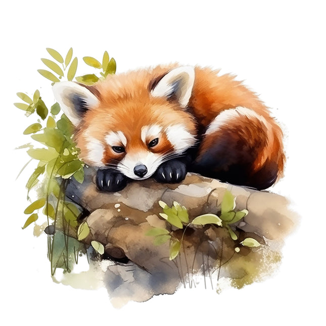 Red panda cotton fabric panel