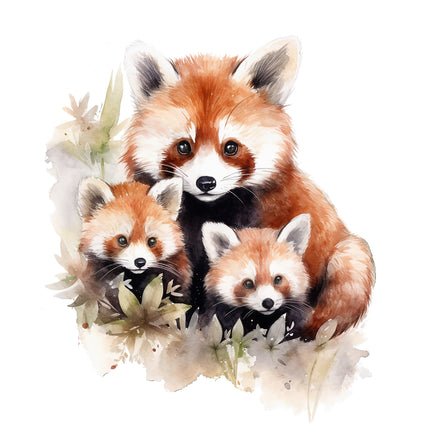 Red pandas cotton fabric panel