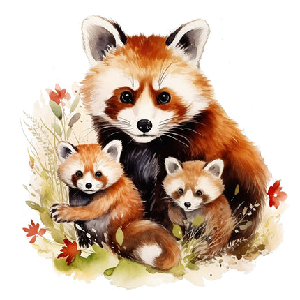Red panda cotton fabric panel