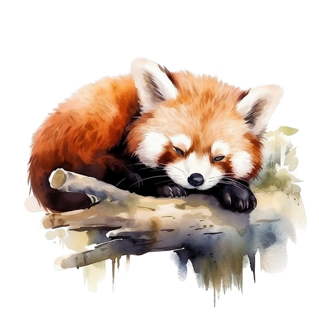 Red panda cotton fabric panel