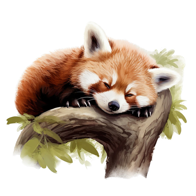Red panda cotton fabric panel