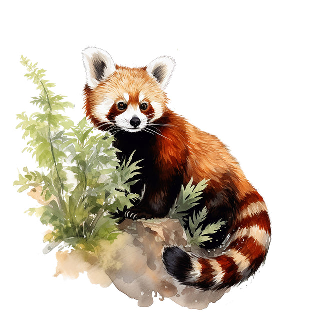 Red panda cotton fabric panel