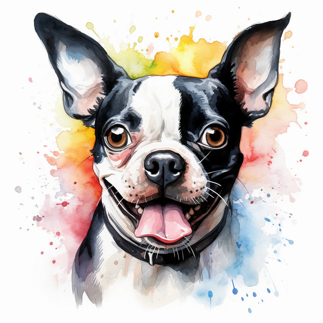 Boston Terrier dog fabric panel
