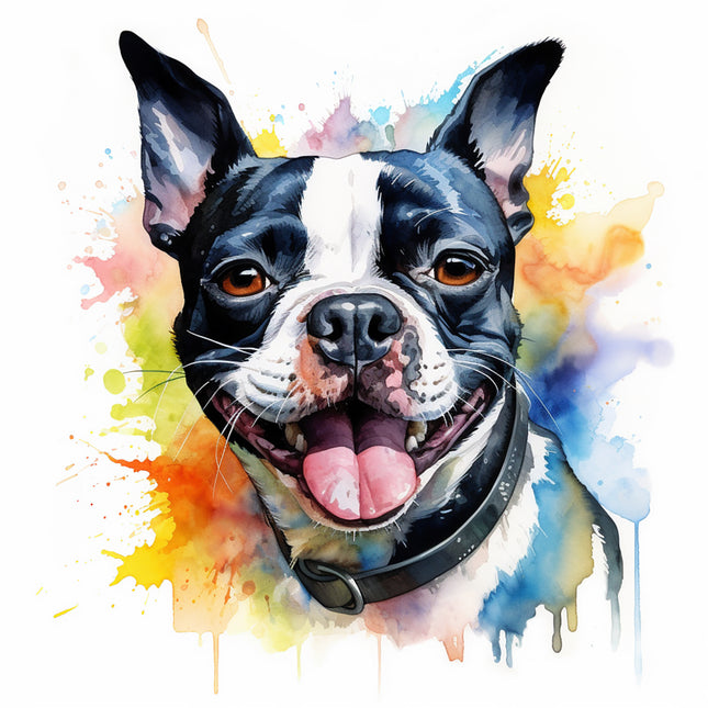 Boston Terrier dog fabric panel